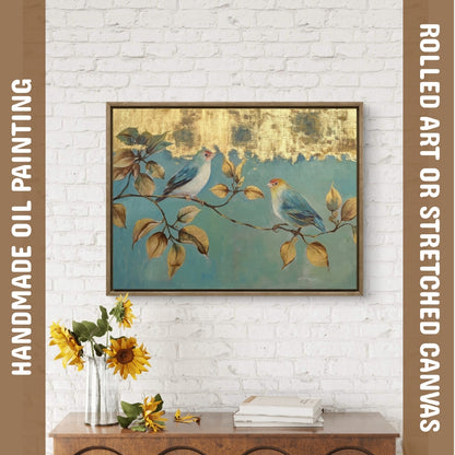 Birds on a Gilded Branch (Canvas Oil Painting - 80X60 cm)