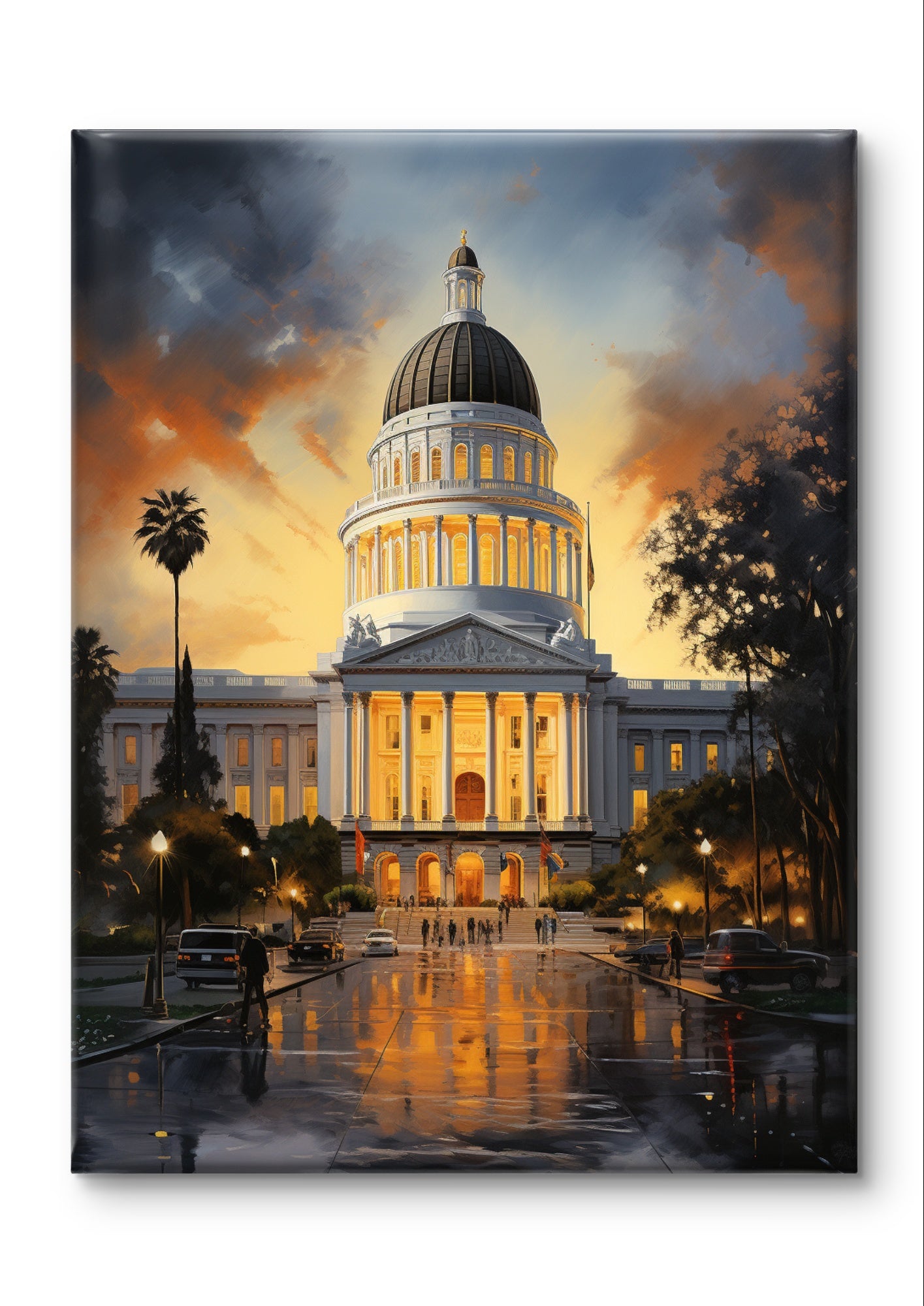 Capitol Building Nightfall Canvas Painting