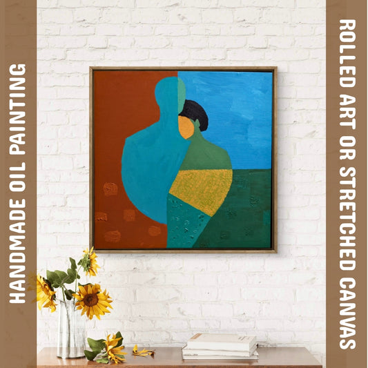 Quiet Embrace by Raman Singh (Acrylic Painting on Canvas - 24X24 inches with Floating Frame)
