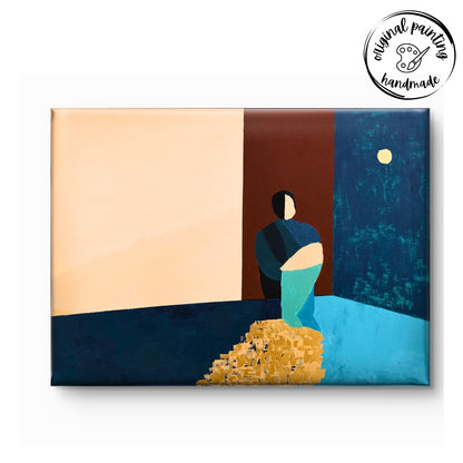 Shelter Within by Raman Singh (Acrylic Painting on Canvas - 45X30 inches with Italian Wood Floating Frame) (Copy)