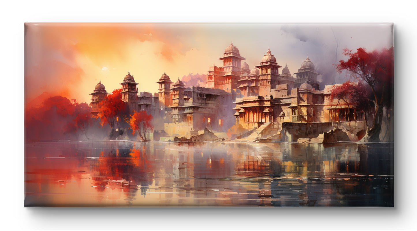 Royal Palace In Rajasthan  Indian Art Landscape Painting