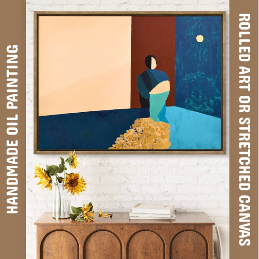 Shelter Within by Raman Singh (Acrylic Painting on Canvas - 45X30 inches with Italian Wood Floating Frame) (Copy)
