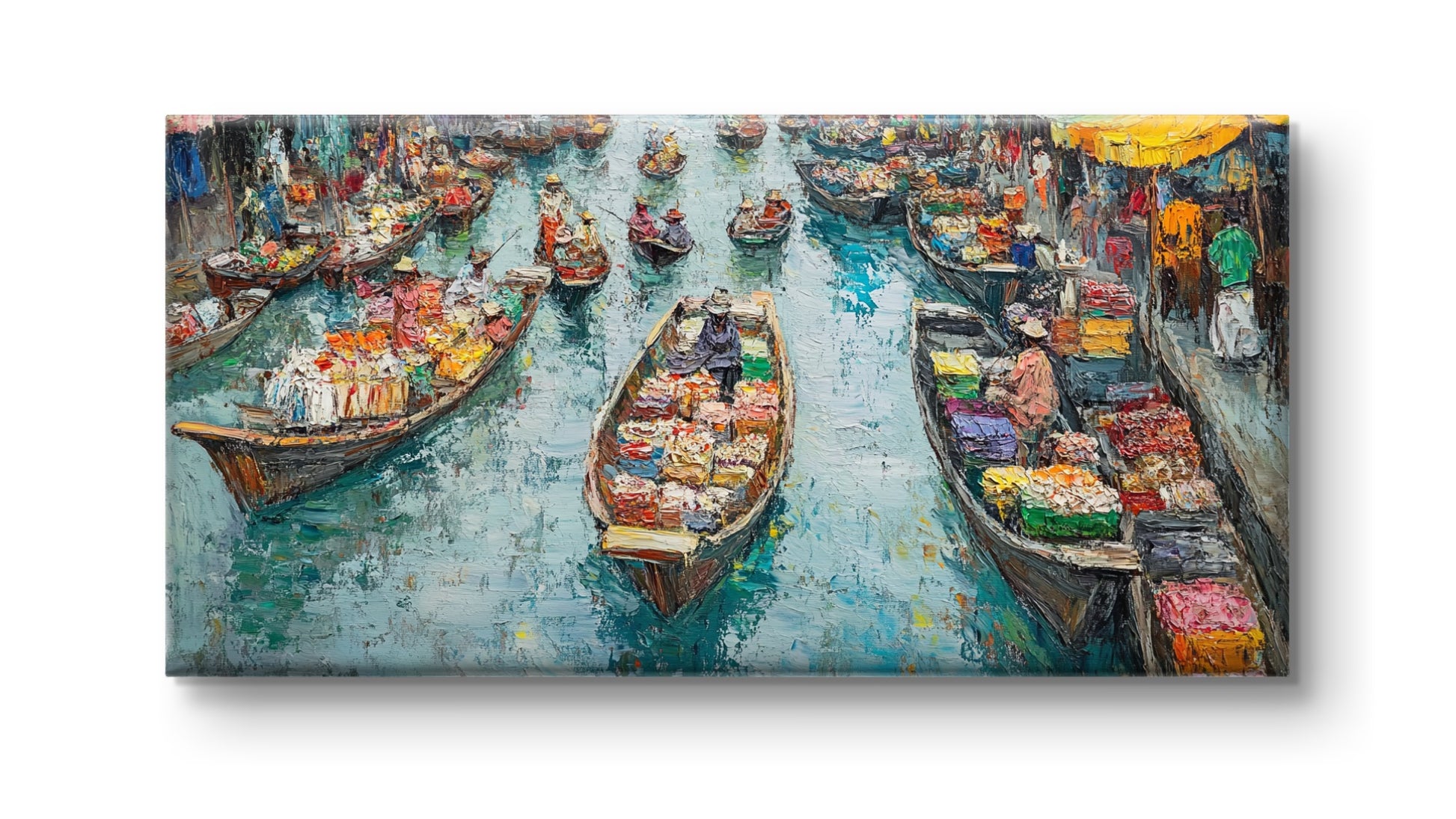 Floating Markets of Thailand by Pompidou Moderne | Painting for Living Room