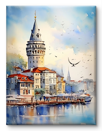 Tower Of Galata Painting Istanbul Turkey