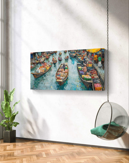 Floating Markets of Thailand by Pompidou Moderne | Painting for Living Room