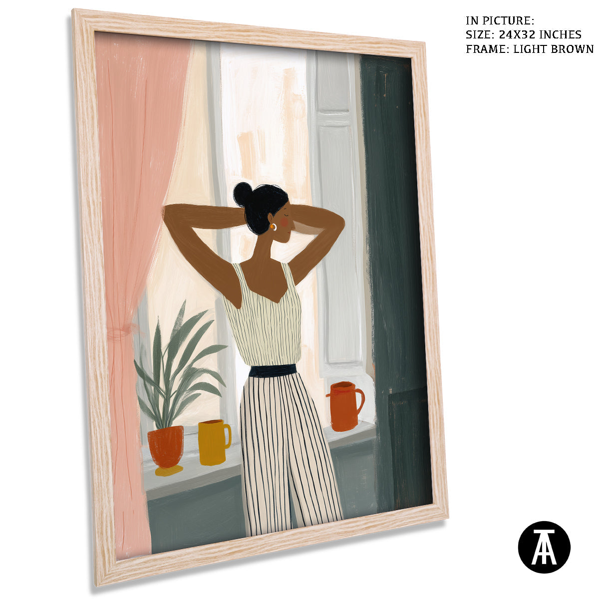 Artwork in Light Brown Frame