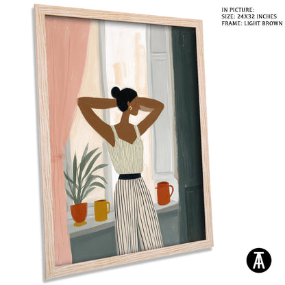 Artwork in Light Brown Frame