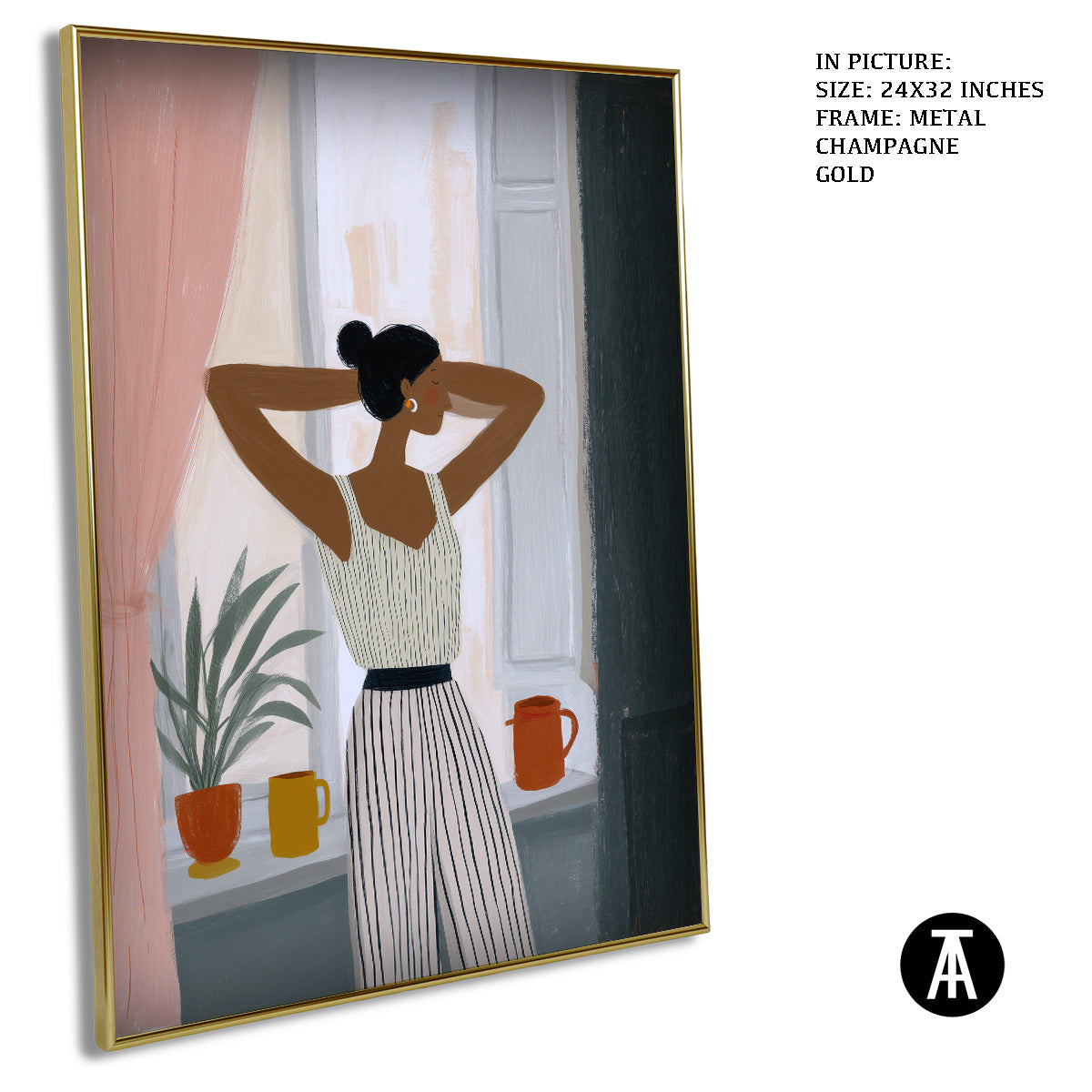 Artwork in Metal Champagne Gold Frame