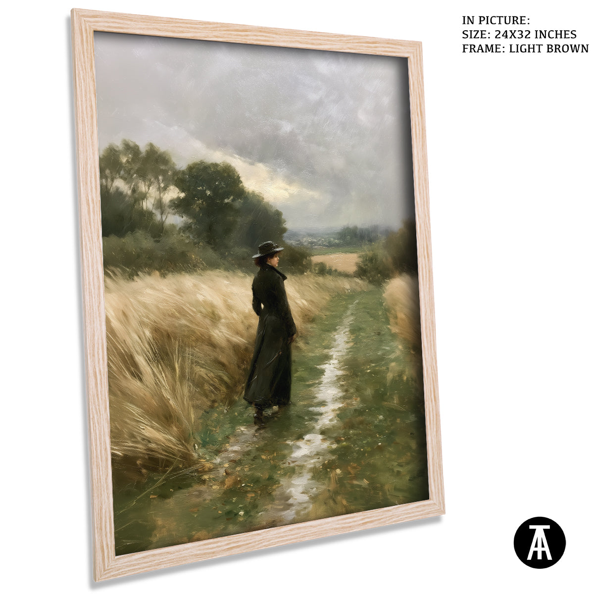 Artwork in Light Brown Frame