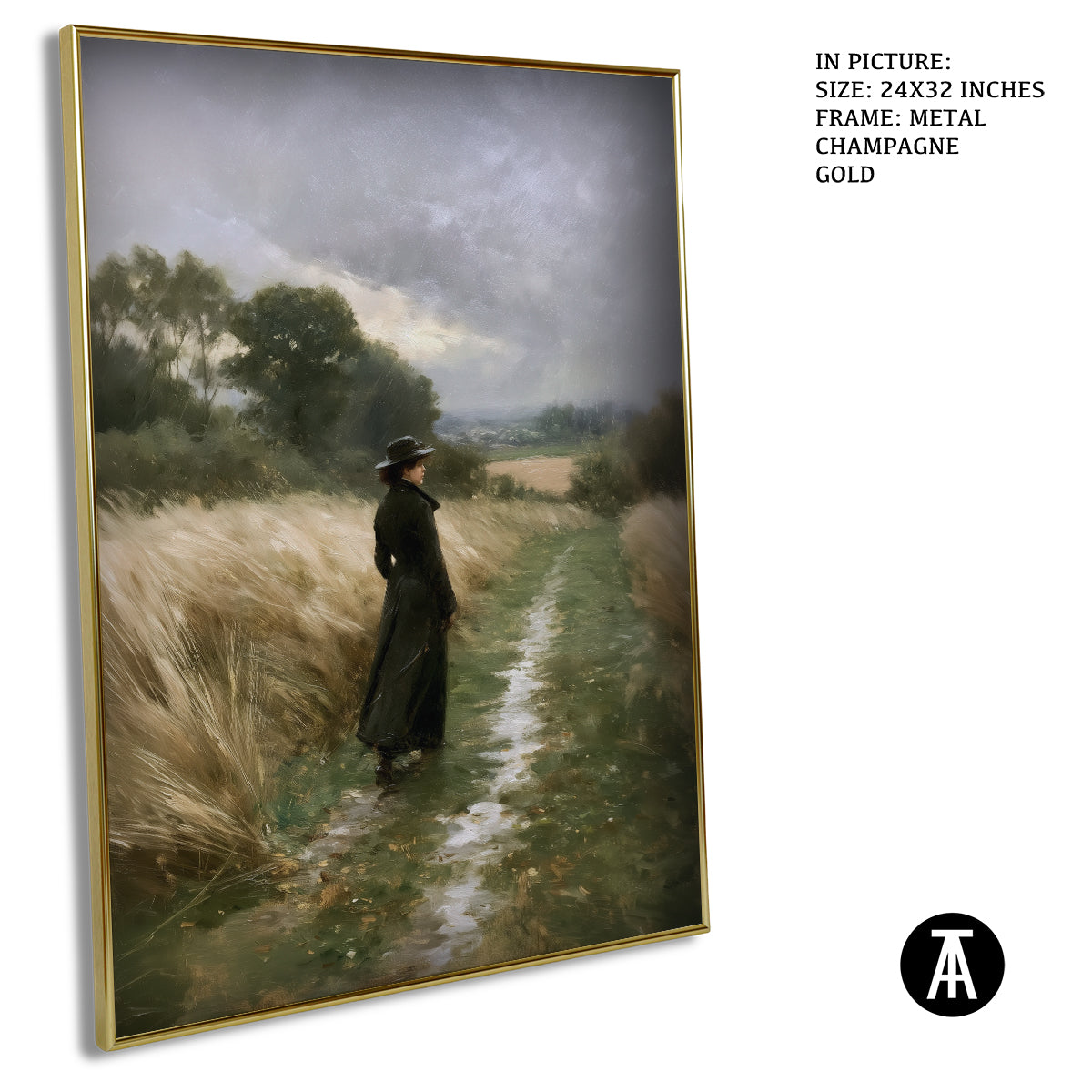 Artwork in Metal Champagne Gold Frame