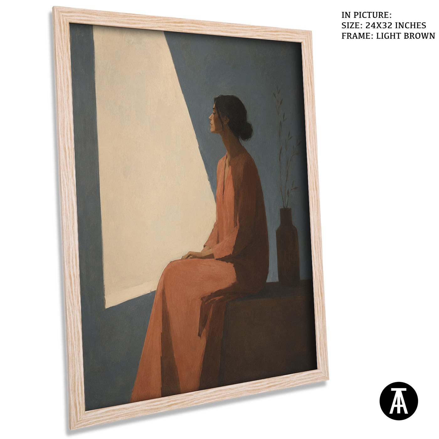 Artwork in Light Brown Frame