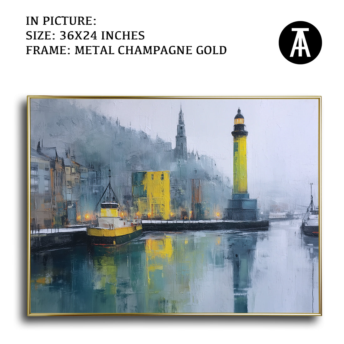 Artwork in Metal Champagne Gold Frame