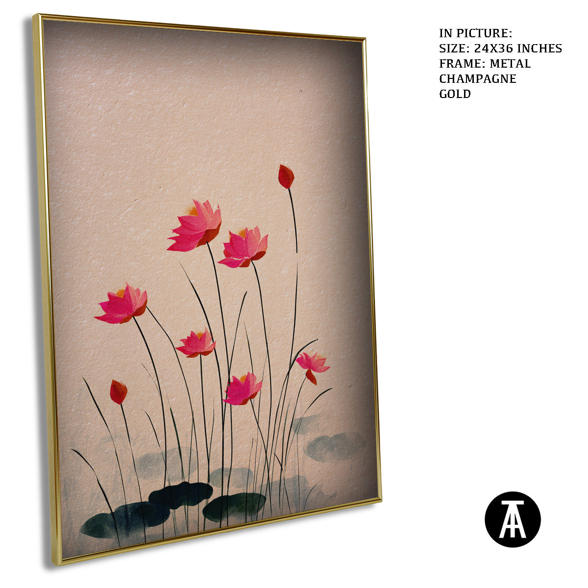 Artwork in Metal Champagne Gold Frame