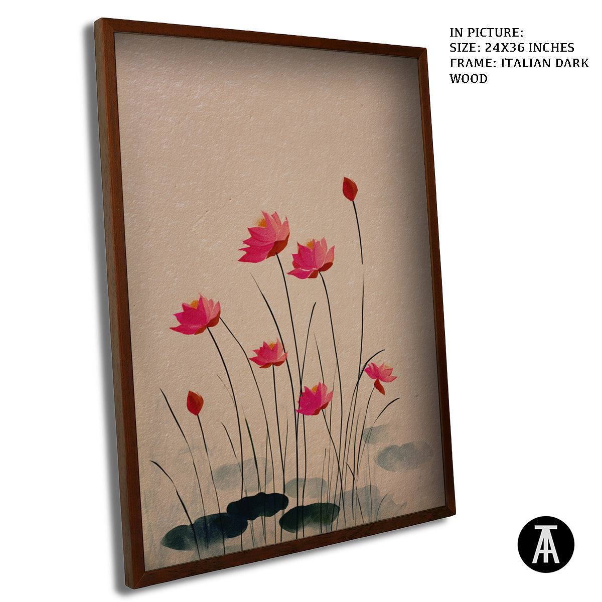 Artwork in Dark Wood Frame