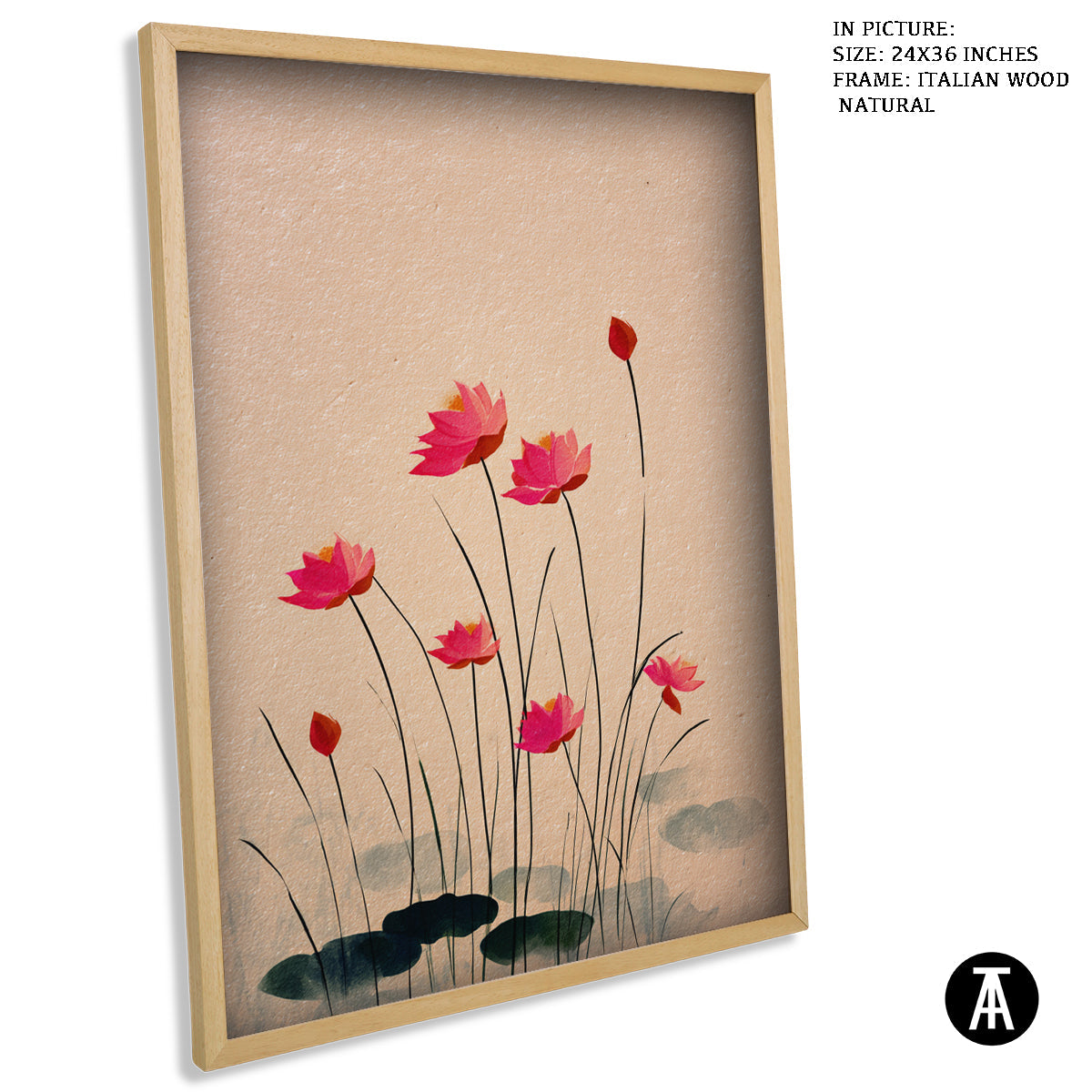 Artwork in Natural Wood Frame