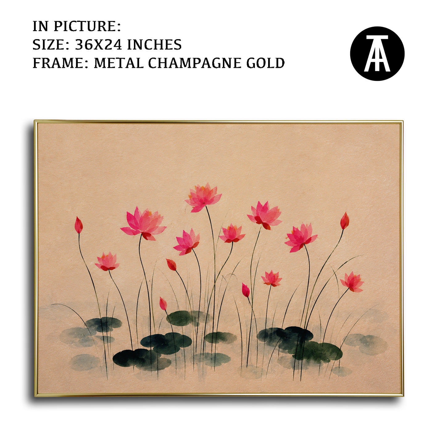 Artwork in Metal Champagne Gold Frame