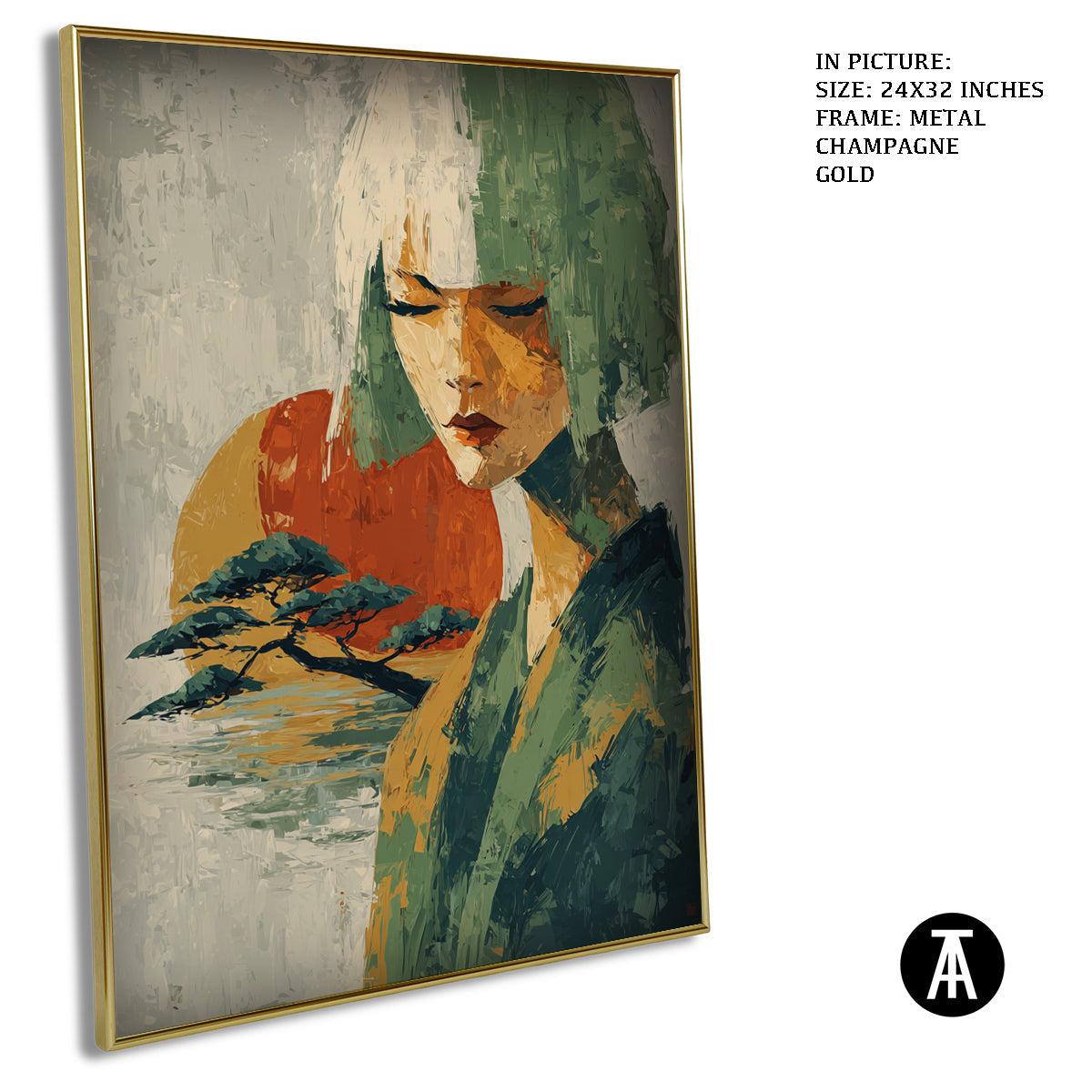 Artwork in Light Brown Frame