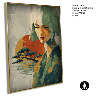 Artwork in Light Brown Frame