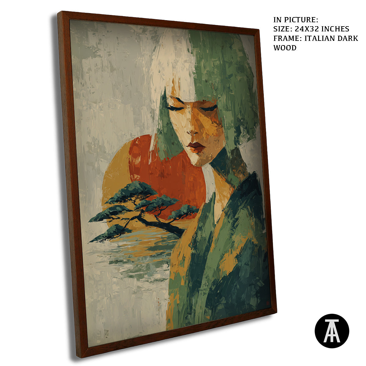 Artwork in Dark Wood Frame