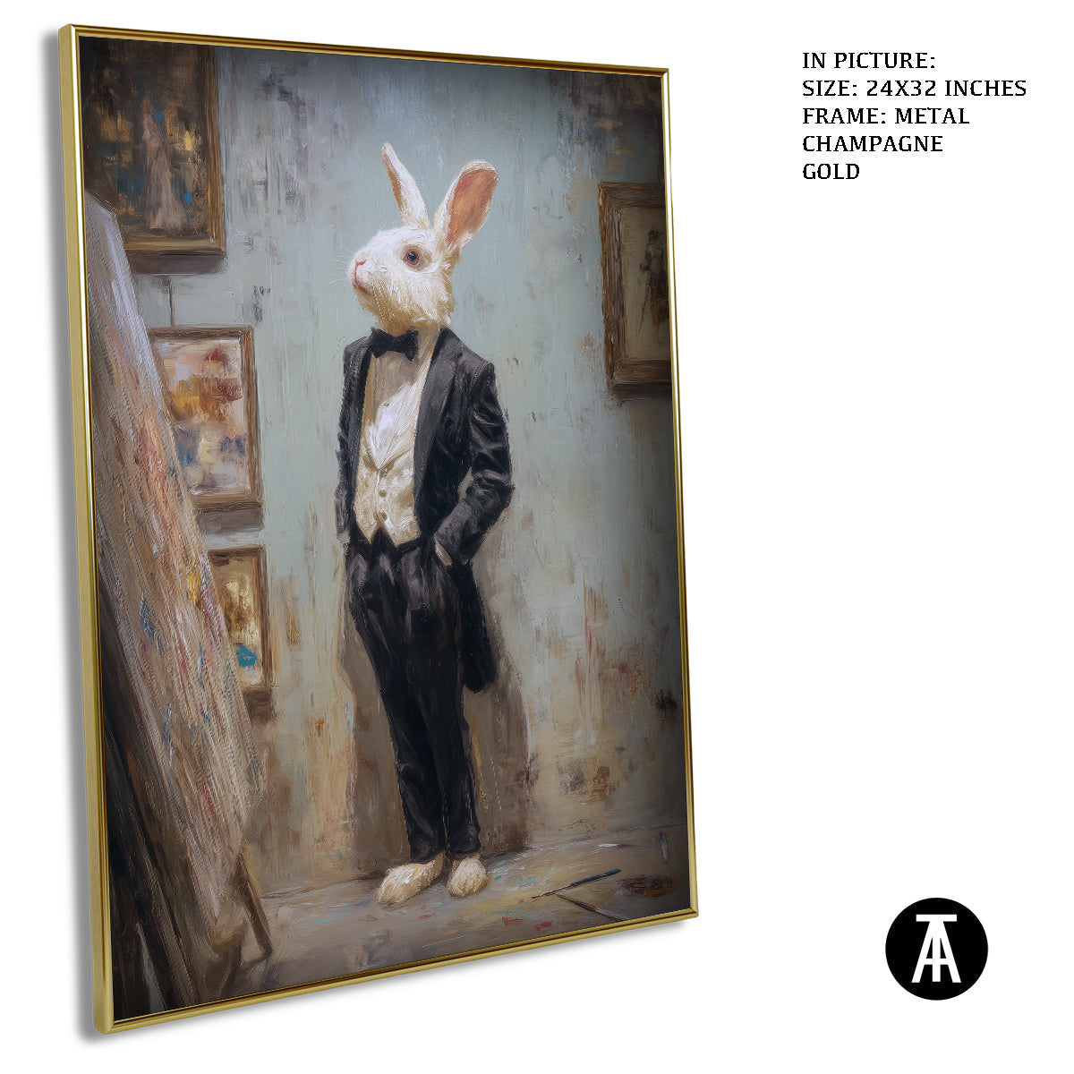 Artwork in Metal Champagne Gold Frame