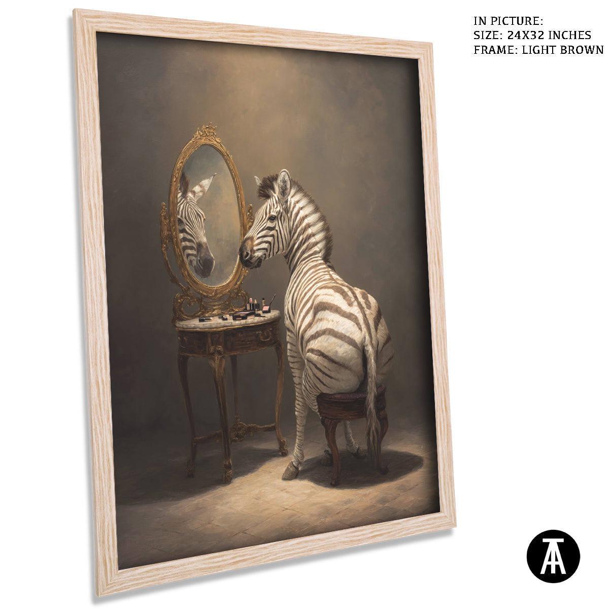 Artwork in Light Brown Frame