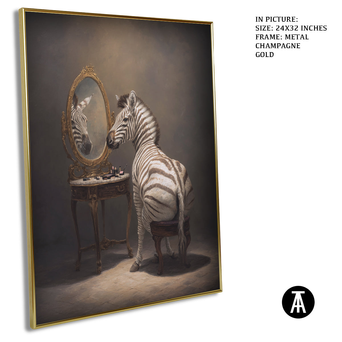 Artwork in Metal Champagne Gold Frame