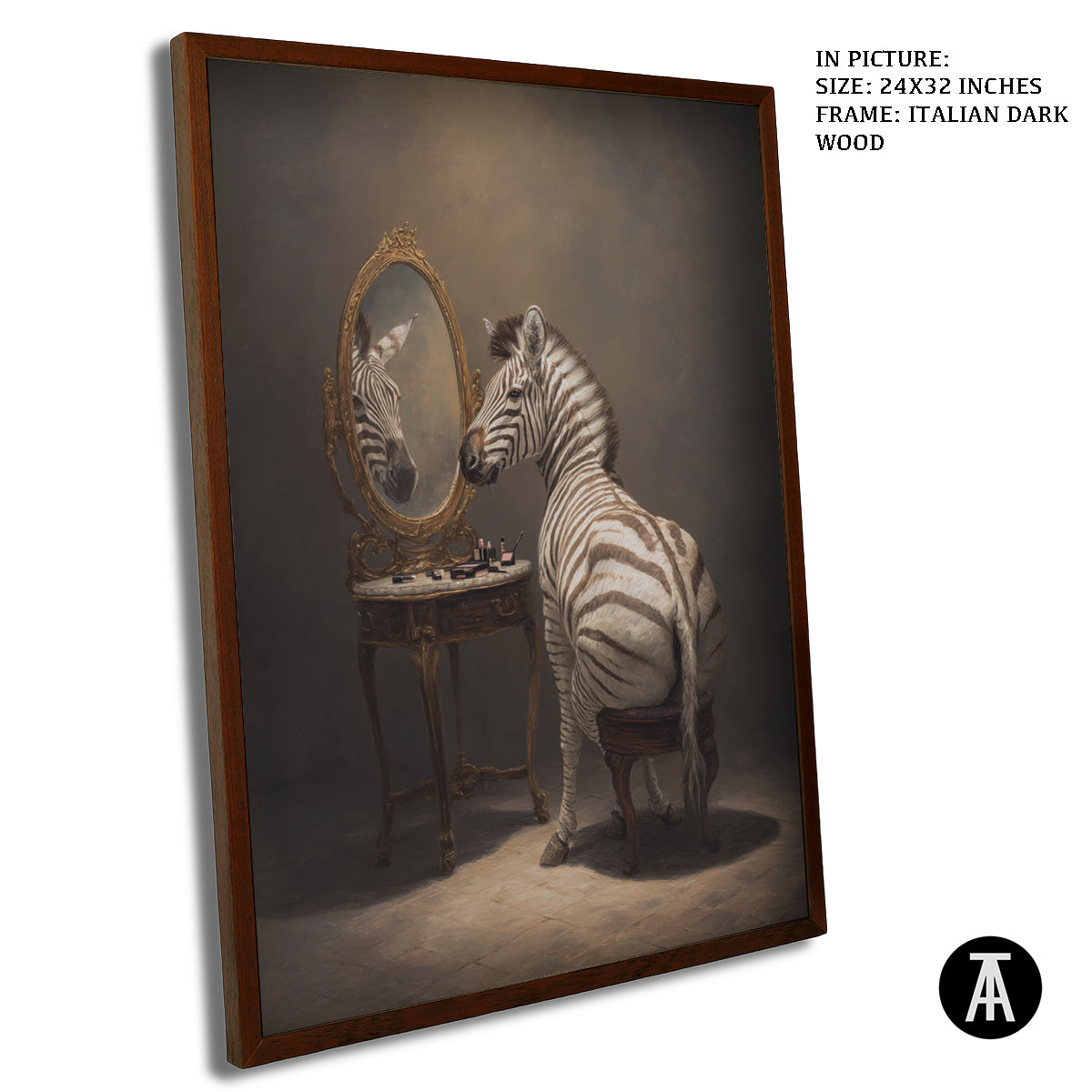 Artwork in Dark Wood Frame