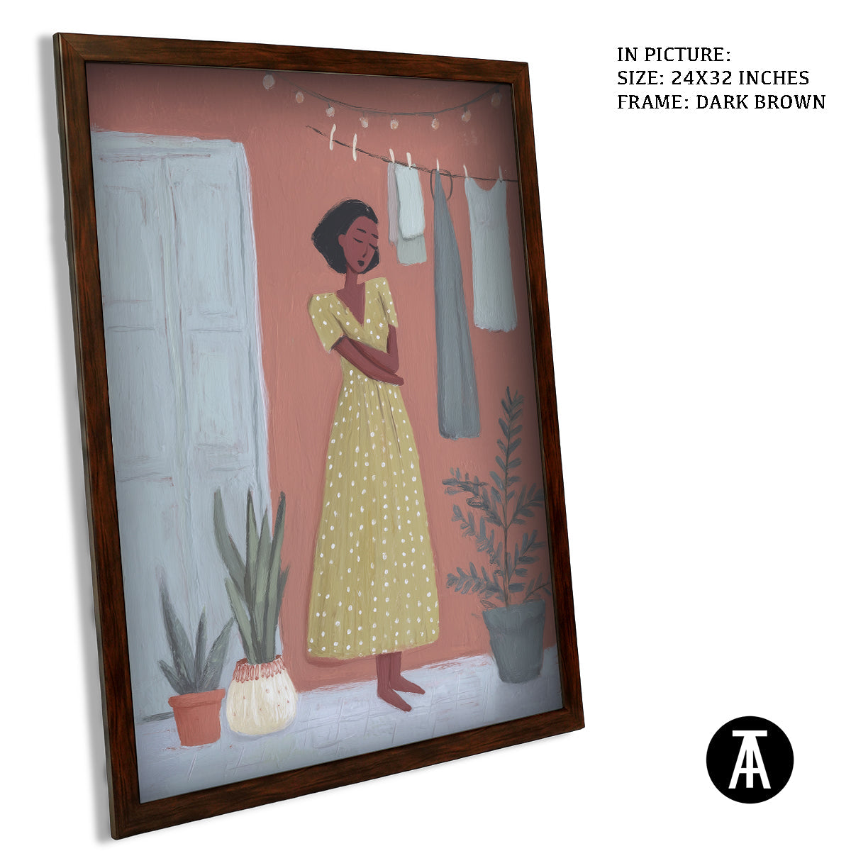 Artwork in Dark Brown Frame