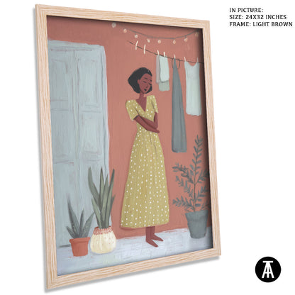 Artwork in Light Brown Frame