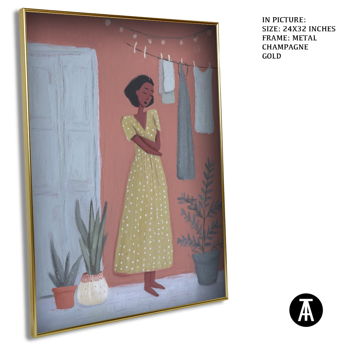 Artwork in Metal Champagne Gold Frame