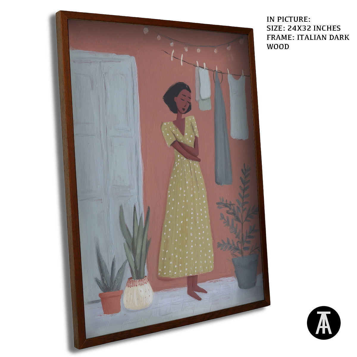 Artwork in Dark Wood Frame