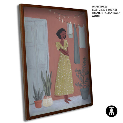 Artwork in Dark Wood Frame