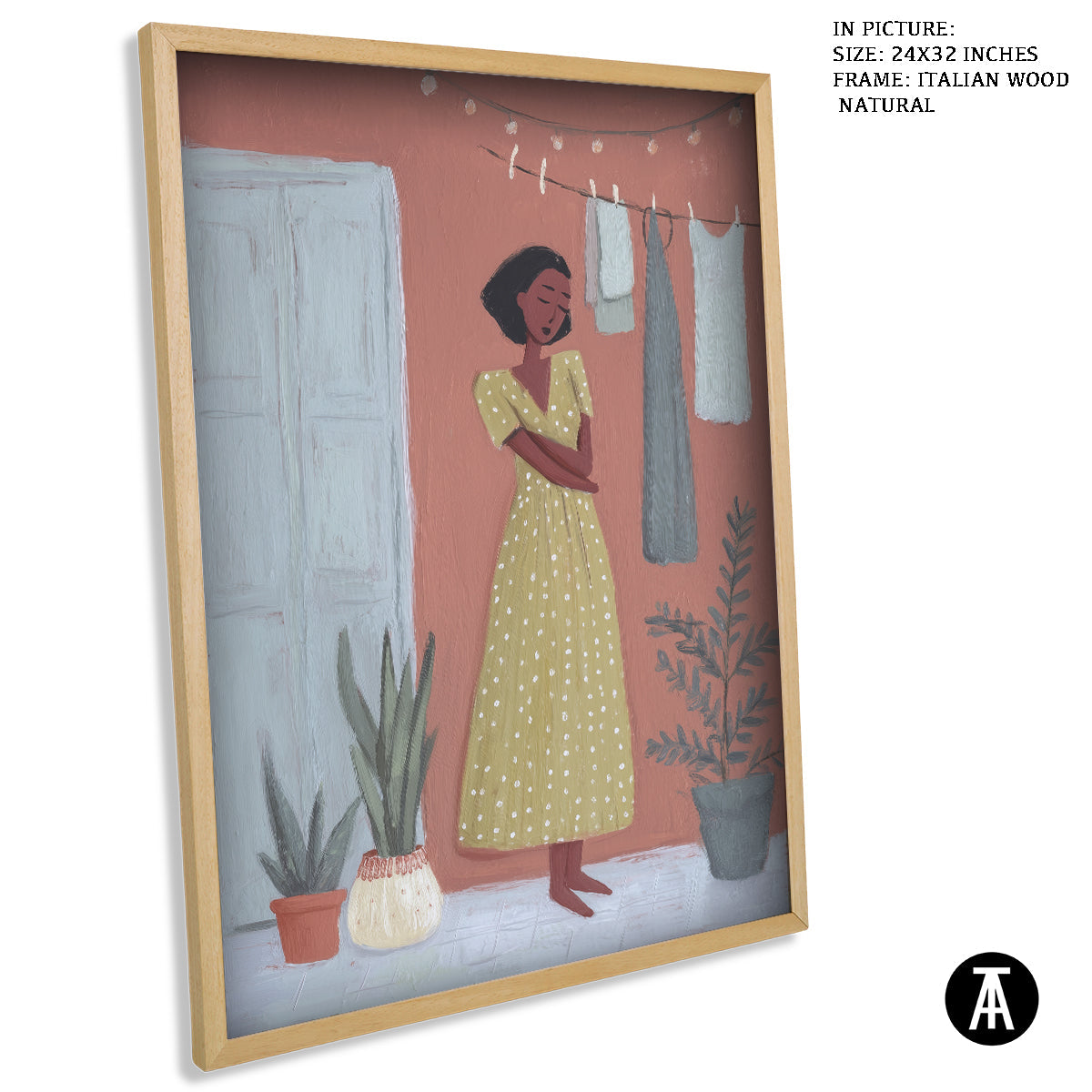 Artwork in Natural Wood Frame