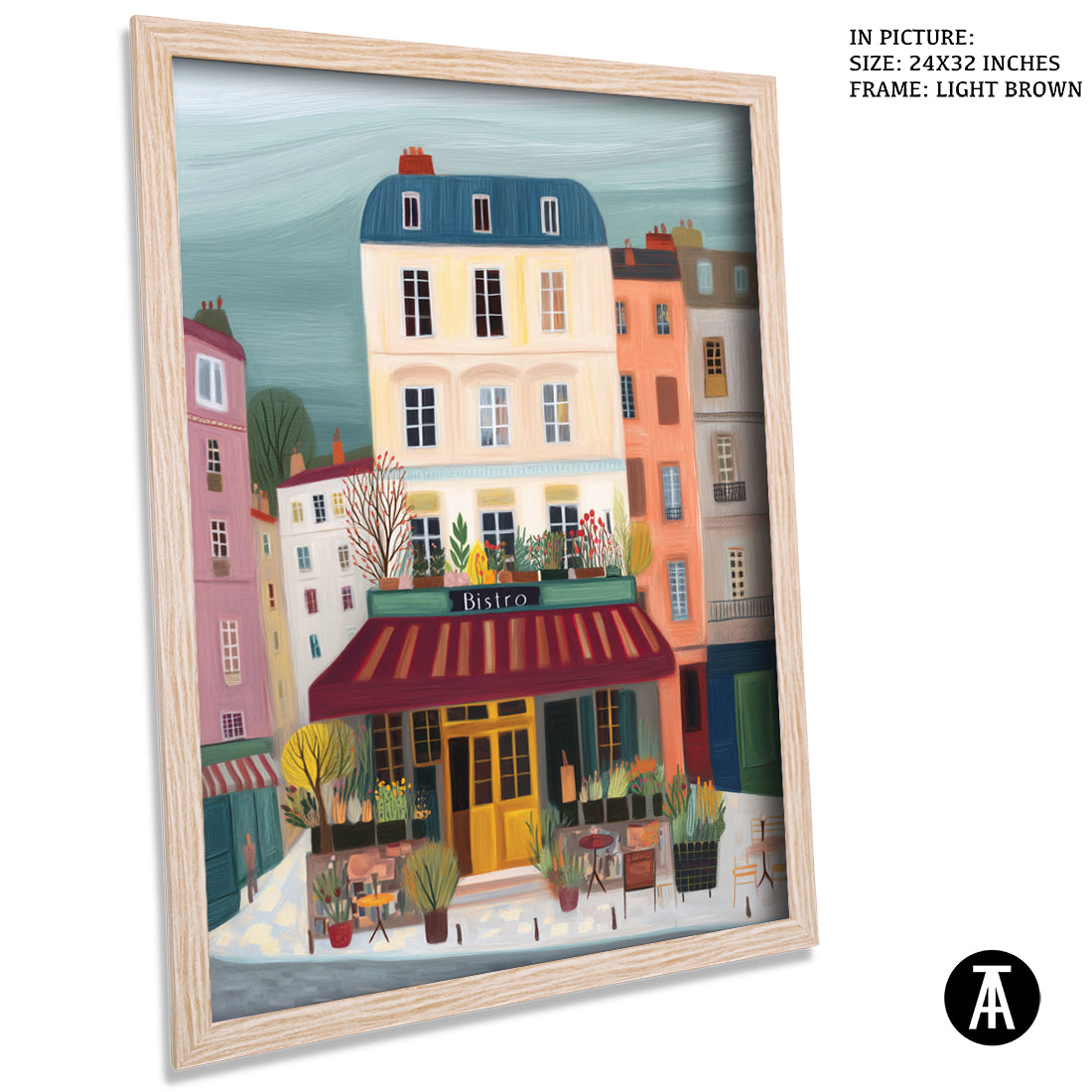 Sample Artwork in Light Brown Frame
