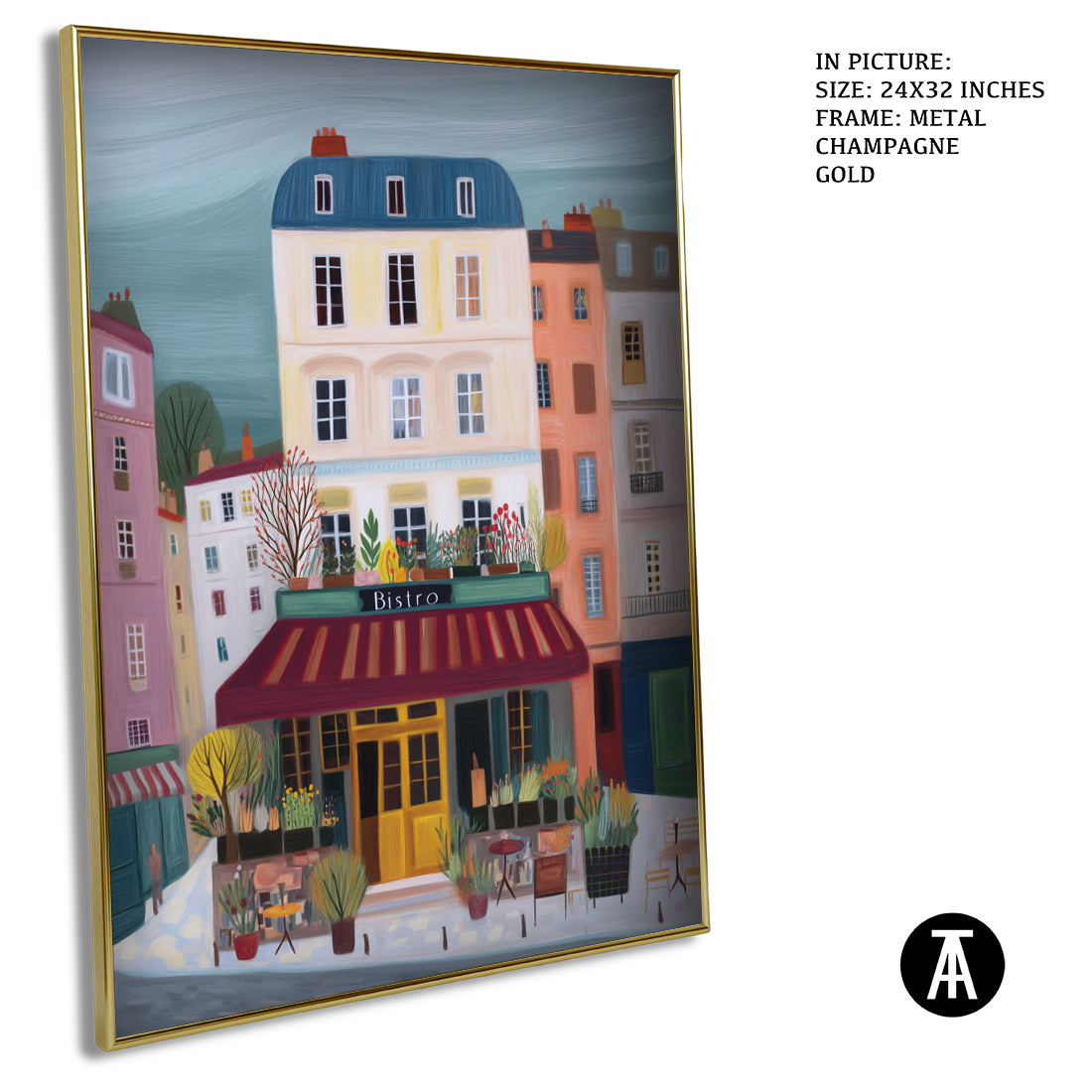 Sample Artwork in Champagne gold Metal Frame