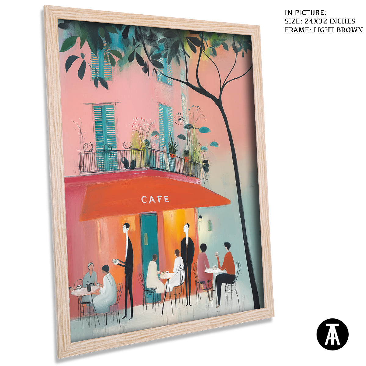 Artwork in Light Brown Frame