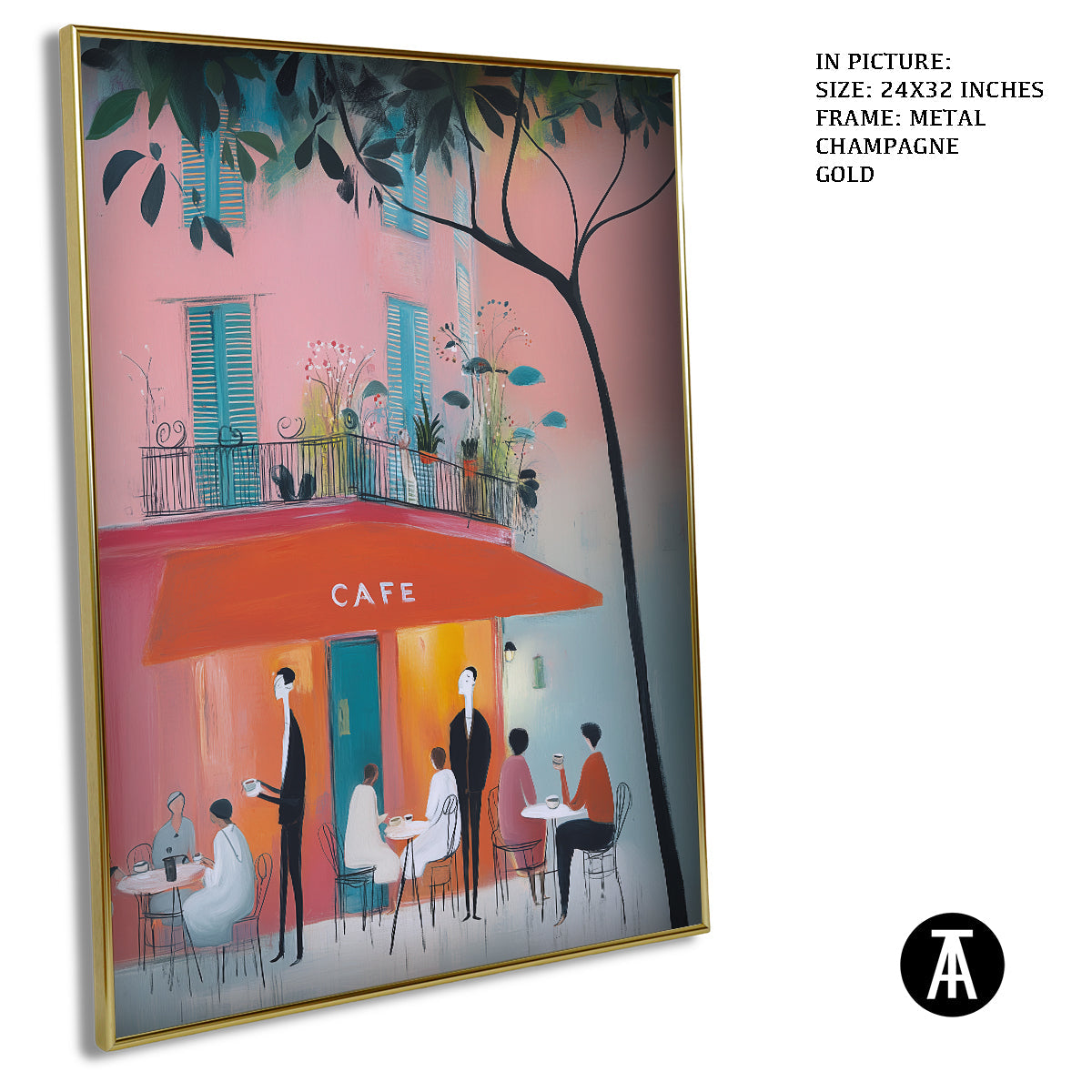 Artwork in Metal Champagne Gold Frame