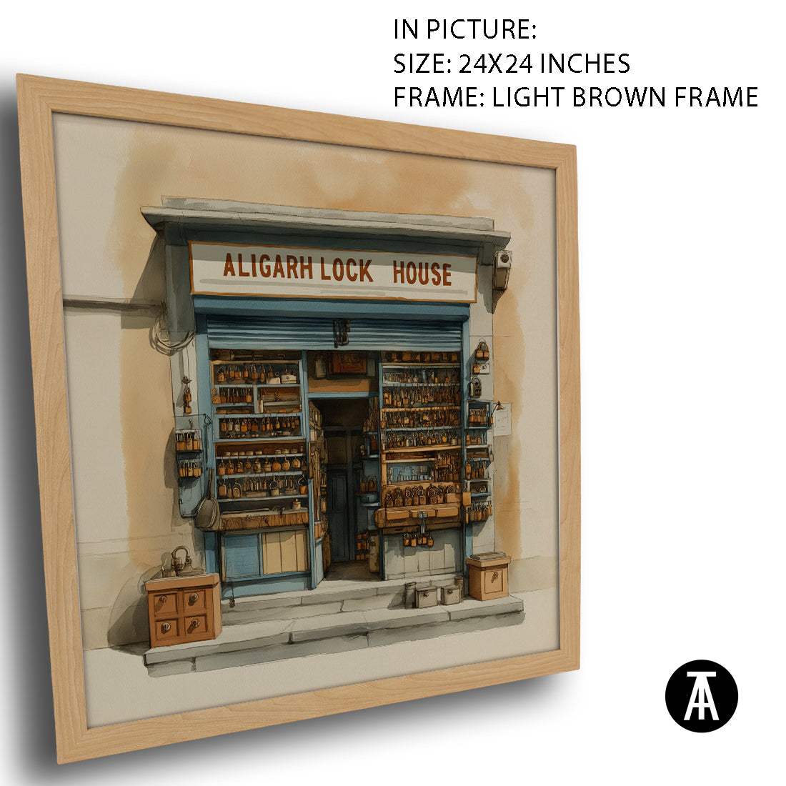Artwork in Light Brown Frame