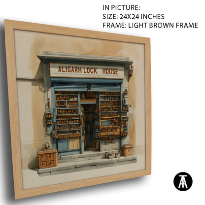 Artwork in Light Brown Frame