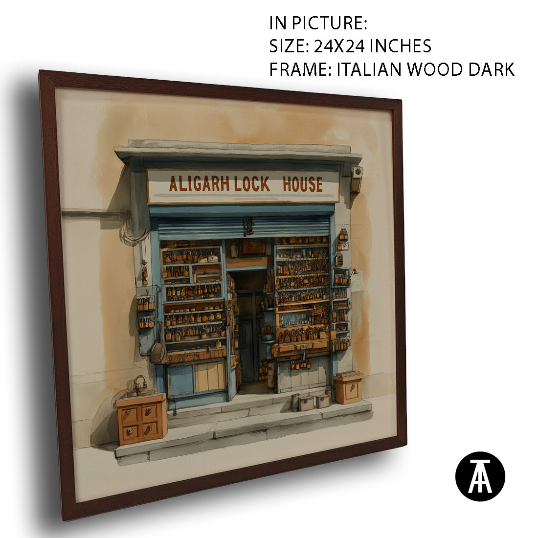 Artwork in Dark Wood Frame