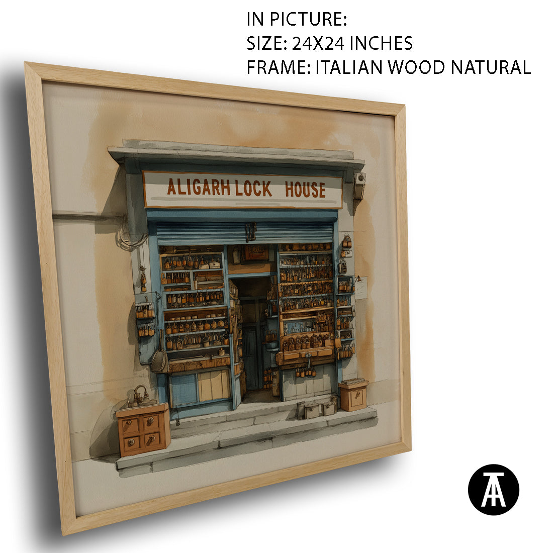 Artwork in Natural Wood Frame