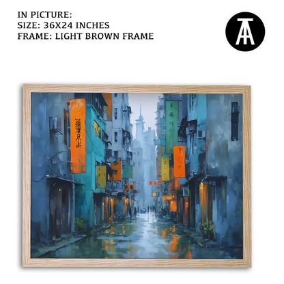 Artwork in Light Brown Frame