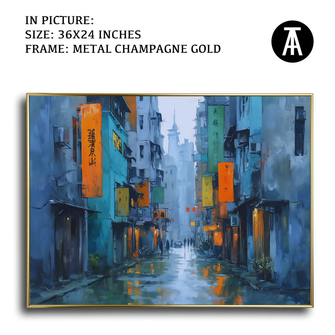 Artwork in Metal Champagne Gold Frame