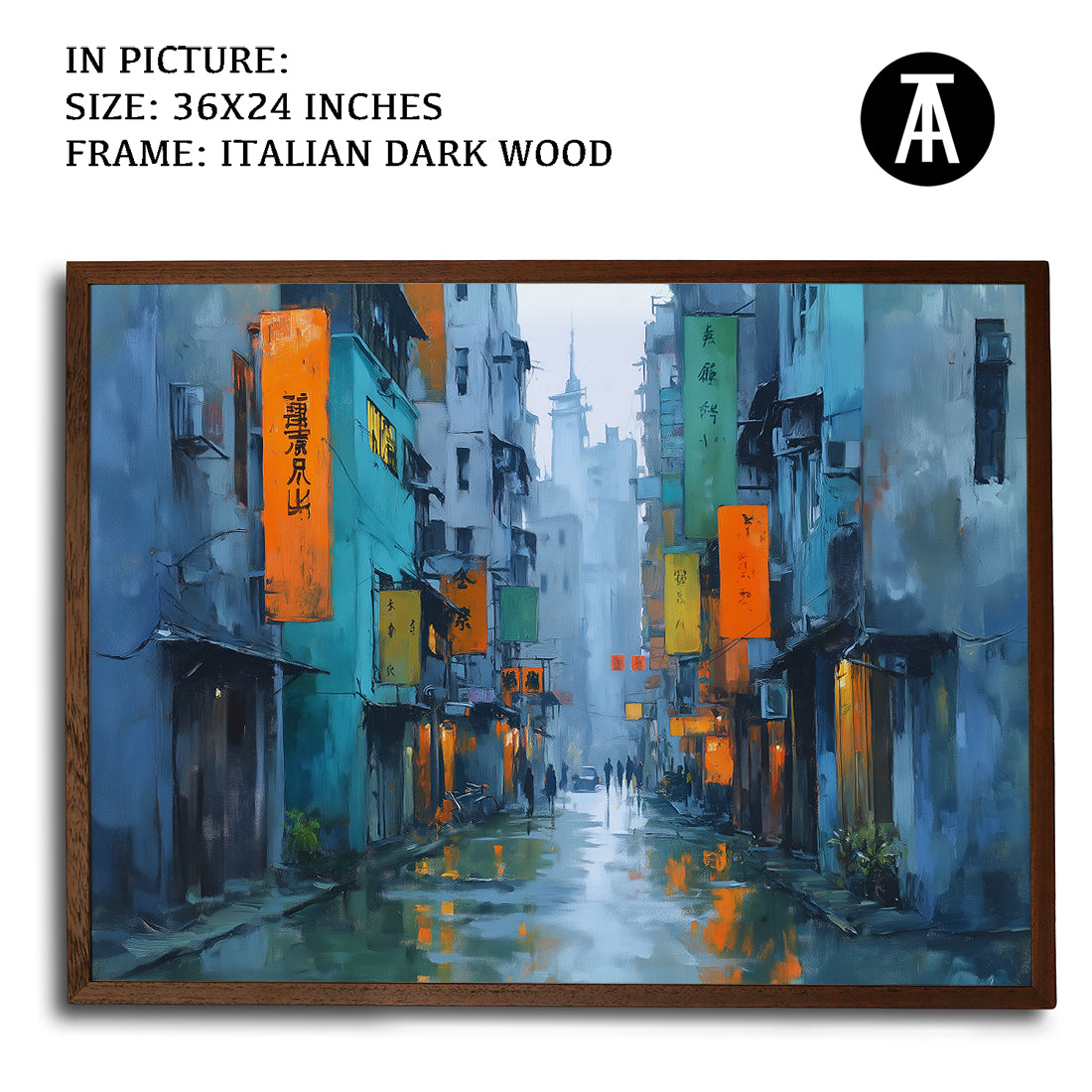 Artwork in Dark Wood Frame