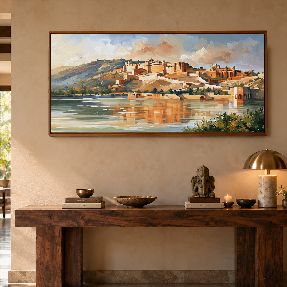 Panoramic Indian Painting in a Lifestyle Setting