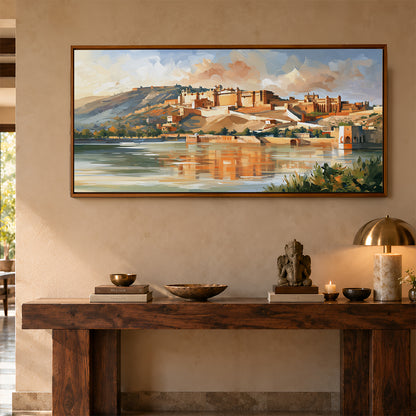 Panoramic Indian Painting in a Lifestyle Setting