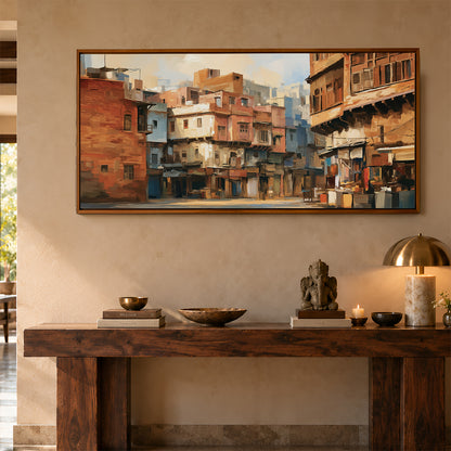 Panoramic Indian Painting in a Lifestyle Setting