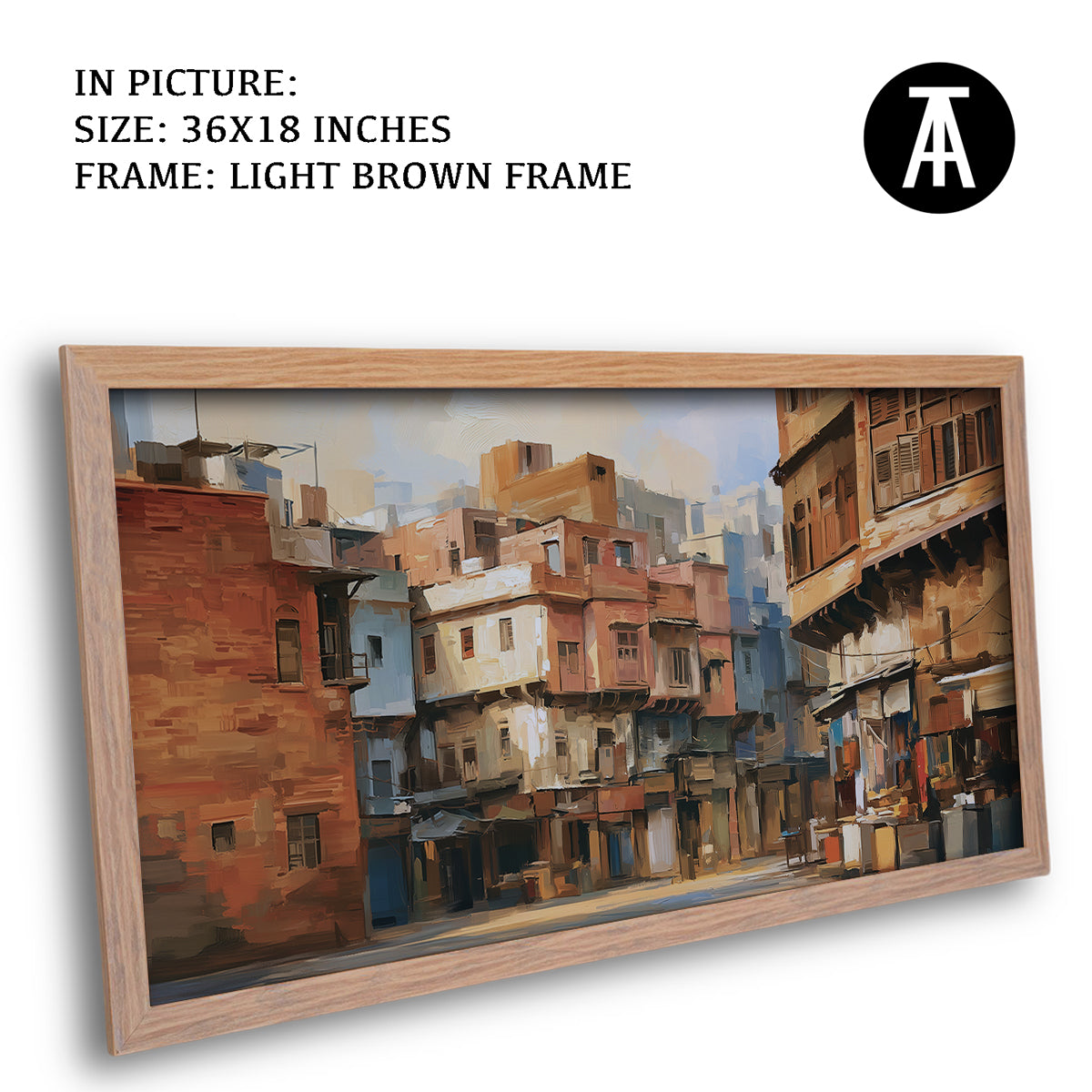 Artwork in Light Brown Frame