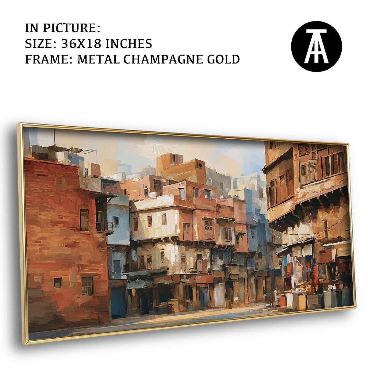 Artwork in Metal Champagne Gold Frame