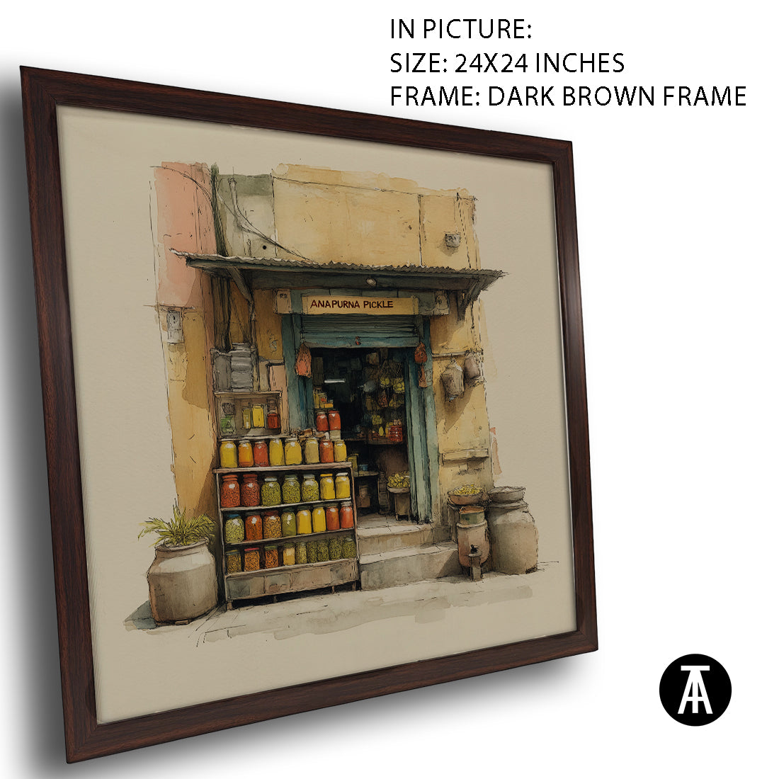 Artwork in Dark Brown Frame